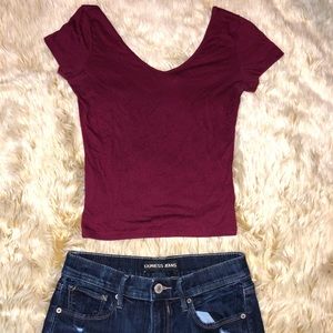 Express Maroon Crop Top